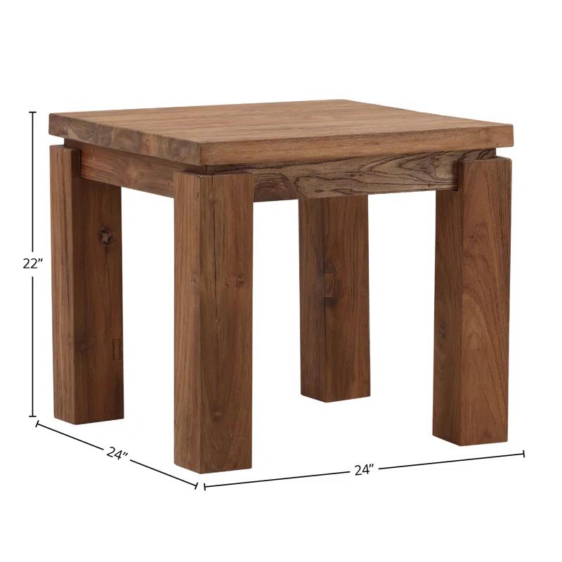 Dovetail Furniture Micah 24" Wide Reclaimed Teak Sidetable, Medium Brown