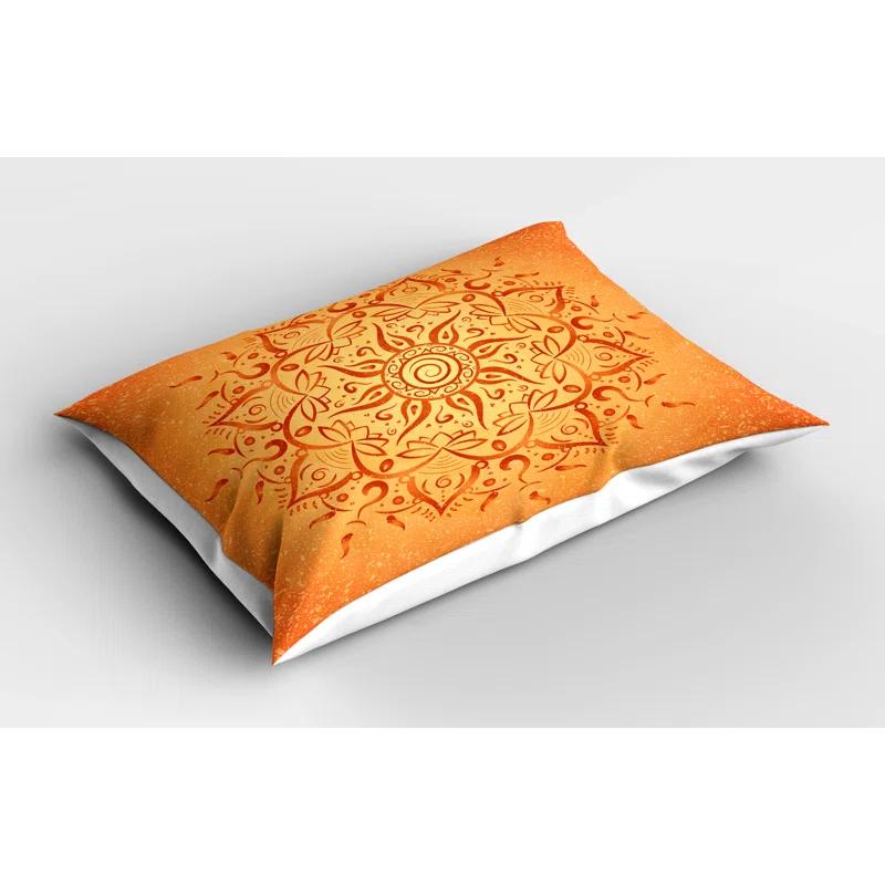Ambesonne Ambesonne Leaf Pillow Sham 2 Pack Orange Mandala 26"x20" Orange
