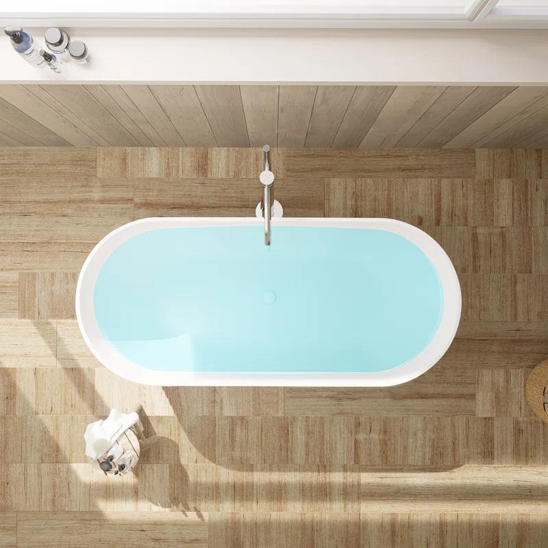 Ryder 59.1'' x 29.5'' Freestanding Soaking Stone Rein Bathtub