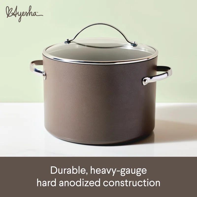 Ayesha Curry Ayesha Curry Professional Hard Anodized Collection Nonstick Stockpot Saucepot with Lid, Charcoal