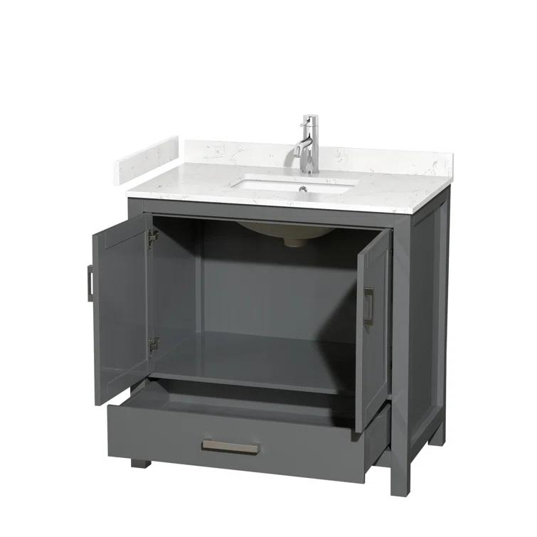 Wyndham Collection Sheffield 36" Metal Single Bathroom Vanity in Dark Gray