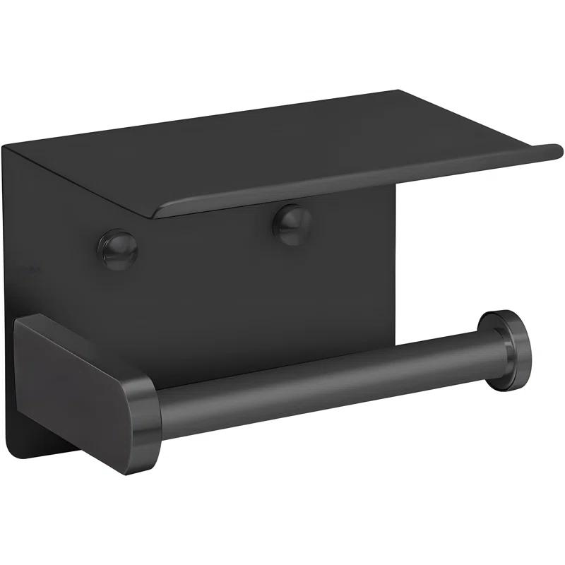 Stainless Steel Wall Mounted Toilet Paper Holder With Shelf - Durable & Convenient