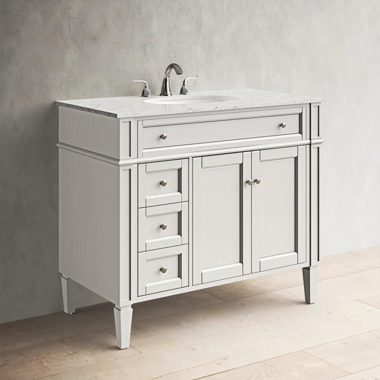 Rivers 40" Free-Standing Single Bathroom Vanity Set with Marble Vanity Top