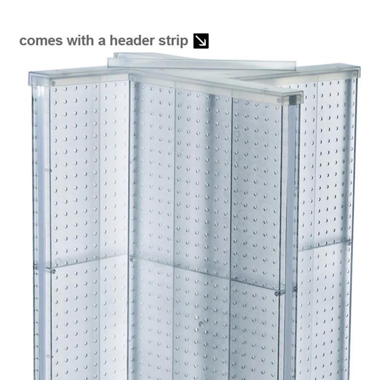 Azar Displays Four-Sided Pegboard Tower Floor Display on Wheeled Base. Panel Size: 16"W x 64.25"H
