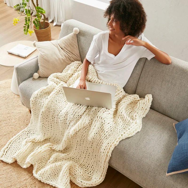 Kelly Clarkson Home Madison Hand Made Chunky Double Knit Throw Blanket