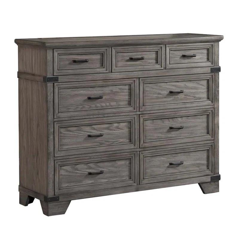 Three Posts™ Lacroix 9-Drawer Dresser, Brushed Steel