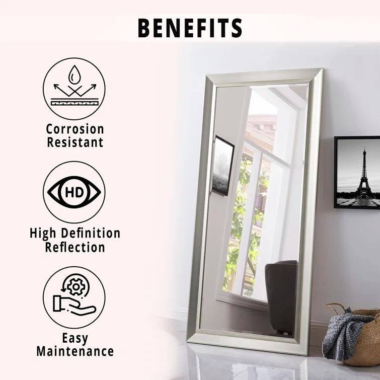 Red Barrel Studio® Chappell Beveled Full Length Huge Floor Mirror XL Mirror Large Standing Silver Floor Mirror