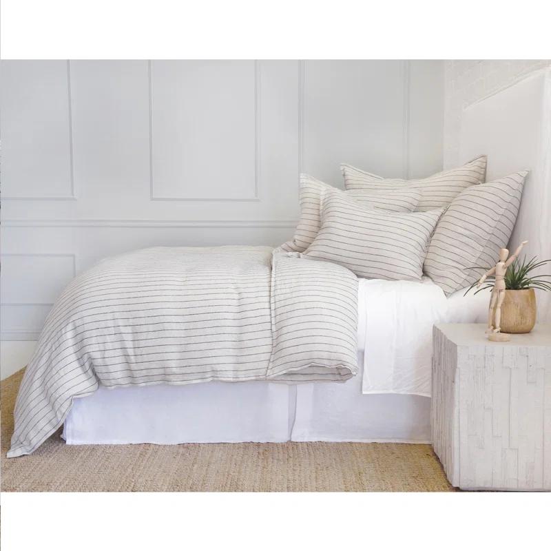 Blake Linen Duvet by Pom Pom at Home - Flax and Midnight / Queen