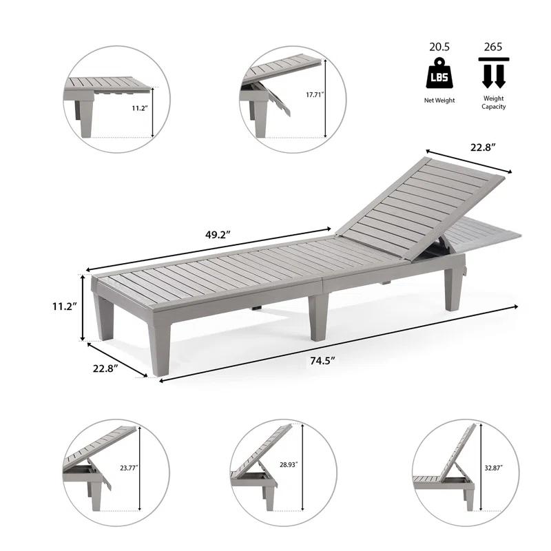 Nestl Nestl Waterproof, Lightweight, and Adjustable Outdoor Polyresin Chaise Lounge Chair Set (Set of 2)