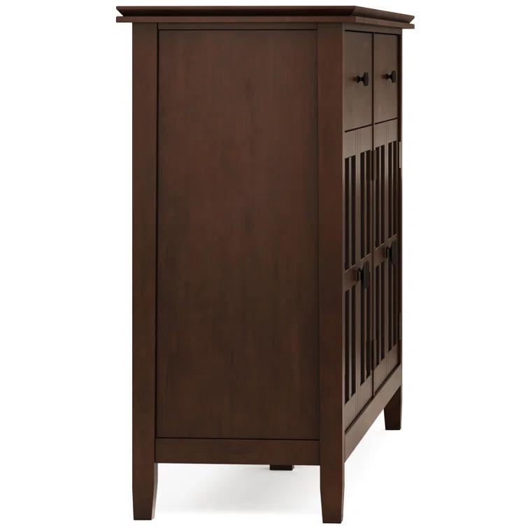Simpli Home Artisan 60"W Solid Wood Sideboard Buffet with and Tempered Glass Doors and 3 Drawers
