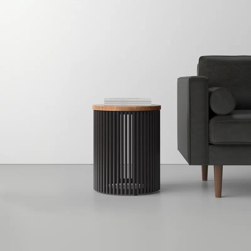 Lora Solid Wood Drum End Table