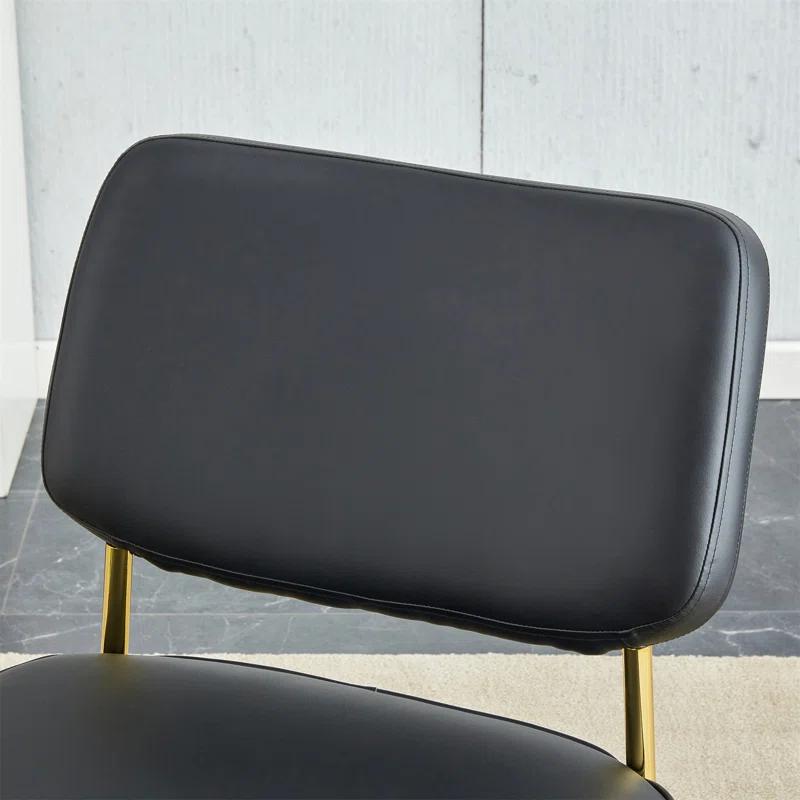 Mercer41 PU Material Cushioned Rocking Chair, Unique Rocking Chair, Cushioned Seat, Backrest Rocking Chair, And Gold Metal Legs. Comfortable Side Chairs In The Living Room, Bedroom, And Office