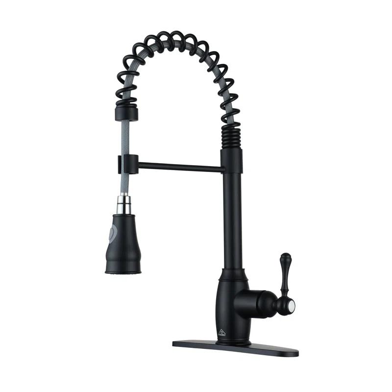 CASAINC 1.8 GPM Single-Handle Spring Pull-Down Kitchen Faucet Single Hole Faucet