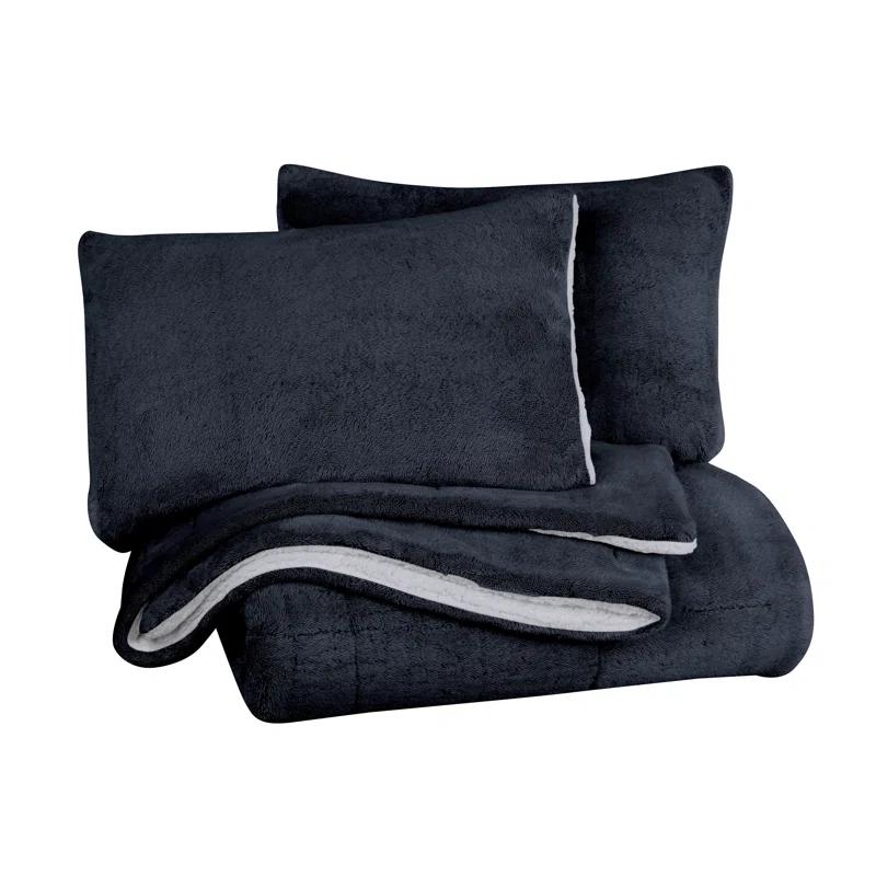 Ultra Plush Reversible Faux Fur and Sherpa 3-Piece Comforter Set