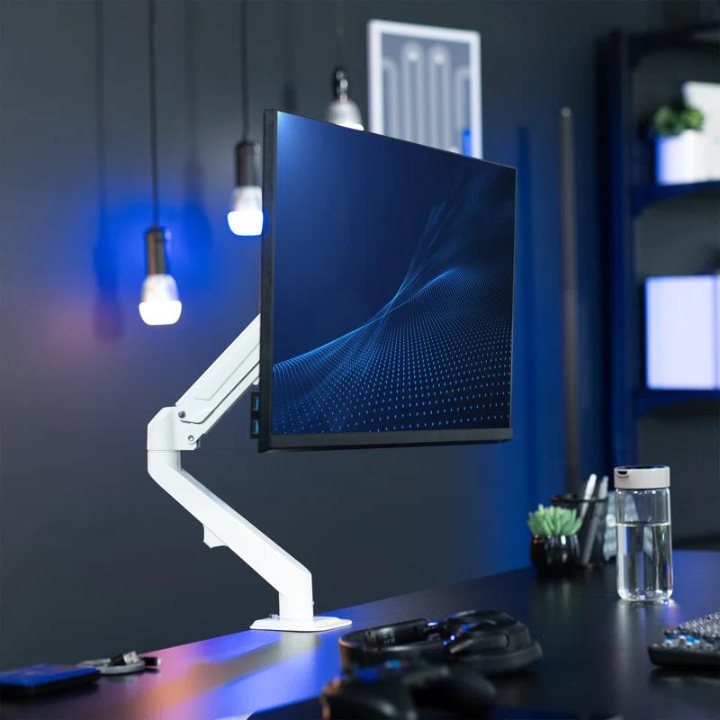 Vivo White Pneumatic Arm Single Monitor Desk Mount