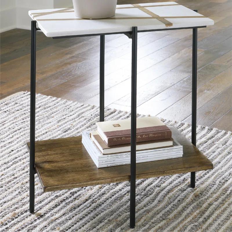 17 Stories Lajoy Marble Top End Table