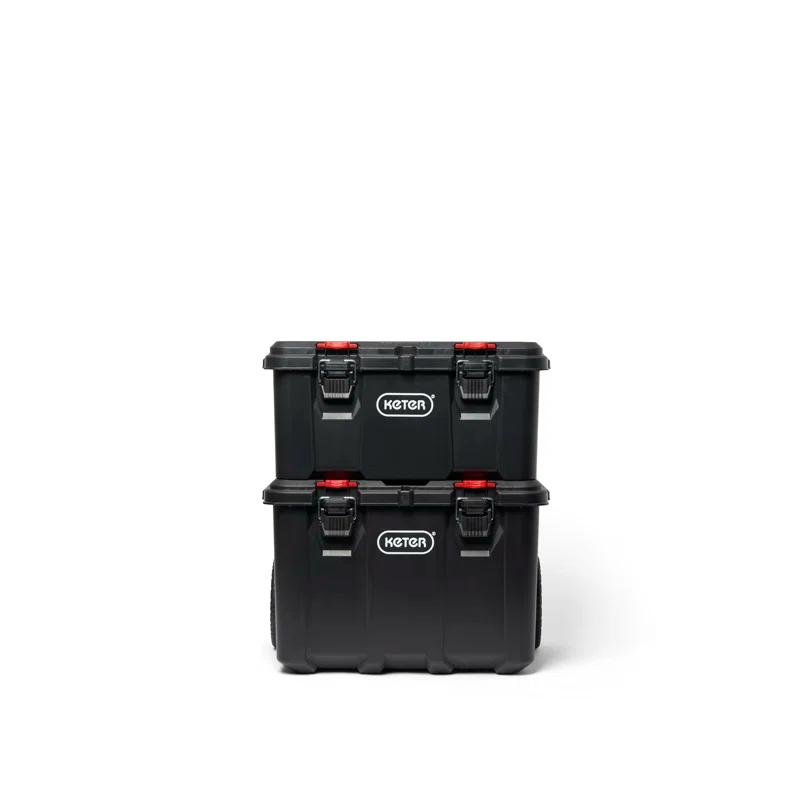 Keter Keter Stack-n-Roll 3 Piece Durable Resin Rolling Tool Box System Tool Storage and Organization Ideal For Garage and DIY, Black