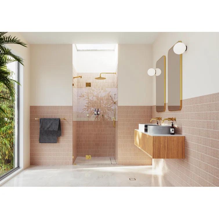 Glass Warehouse Halo 38.25 in. x 78 in. Frameless Glass Hinge Shower Door GW-GH-38-25-PB