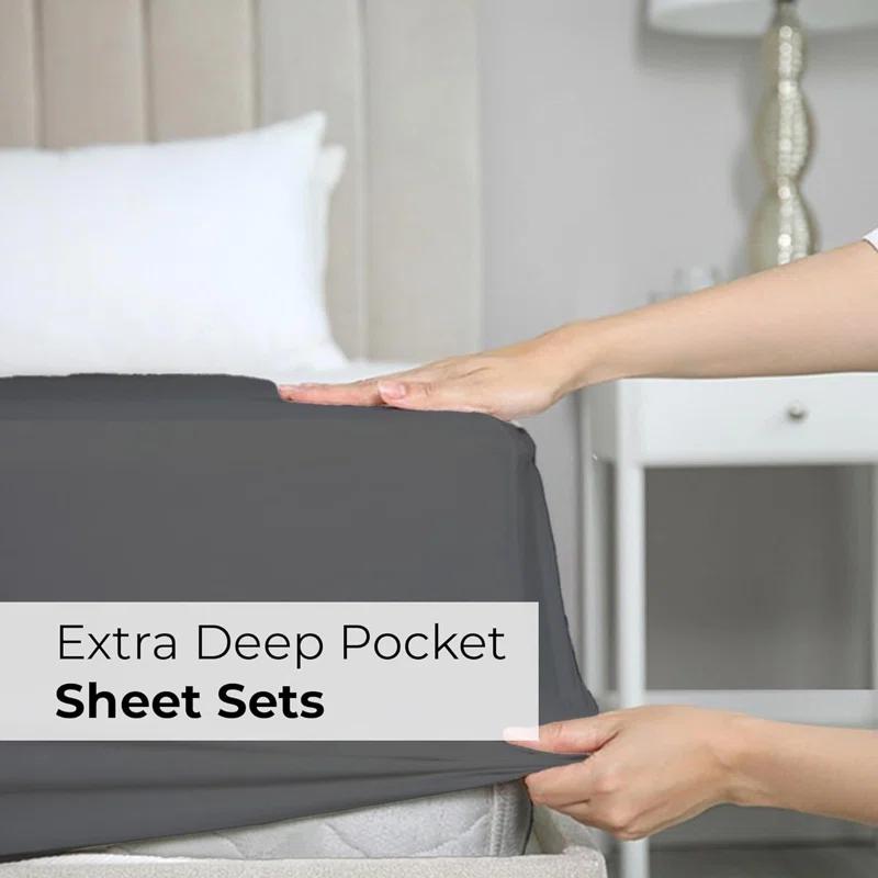 CGK Linens 6 Piece Extra Deep Pocket Ultra Soft & Cooling Sheet Set