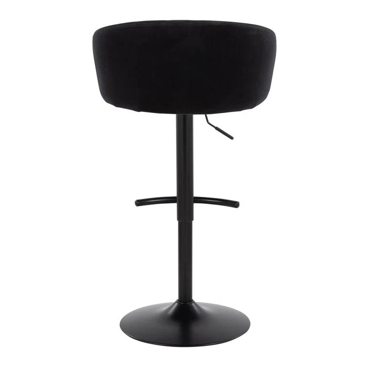 LumiSource Claire Contemporary Adjustable Barstool With Swivel In Black Metal And Black Velvet With Rounded T Footrest By Lumisource - Set Of 2 | Wayfair