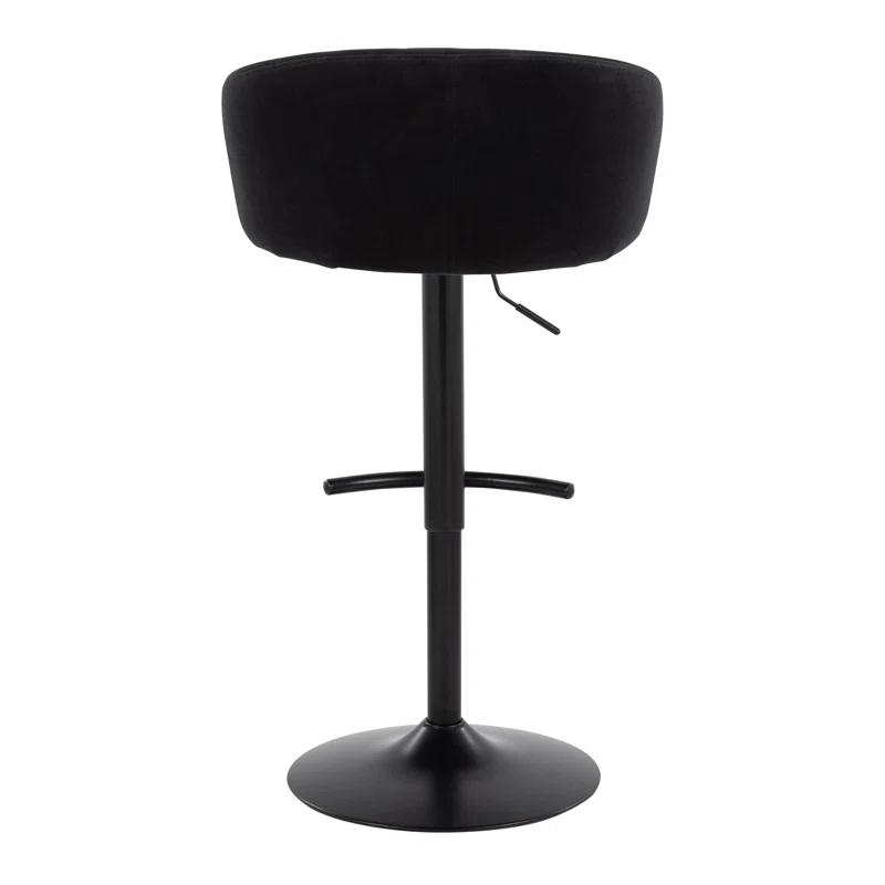 LumiSource Claire Contemporary Adjustable Barstool With Swivel In Black Metal And Black Velvet With Rounded T Footrest By Lumisource - Set Of 2 | Wayfair