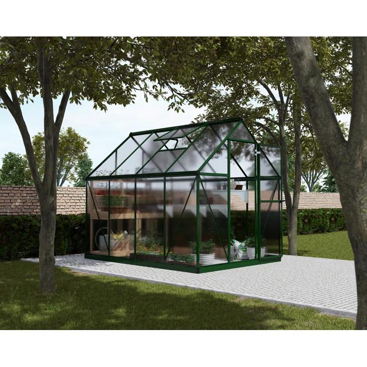 Canopia Palram - Canopia Mythos 6' W X 8' D Greenhouse Walk-In Hobby Twin Wall Polycarbonate Aluminum Frame Greenhouse Kit With Roof Vent - Green