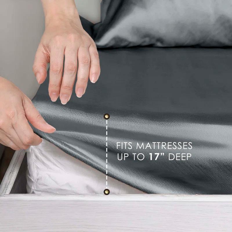 Seduction Martex Elegance Satin Silk Sheet Set Hotel Quality - Super Soft & Breathable Good For Hair & Skin