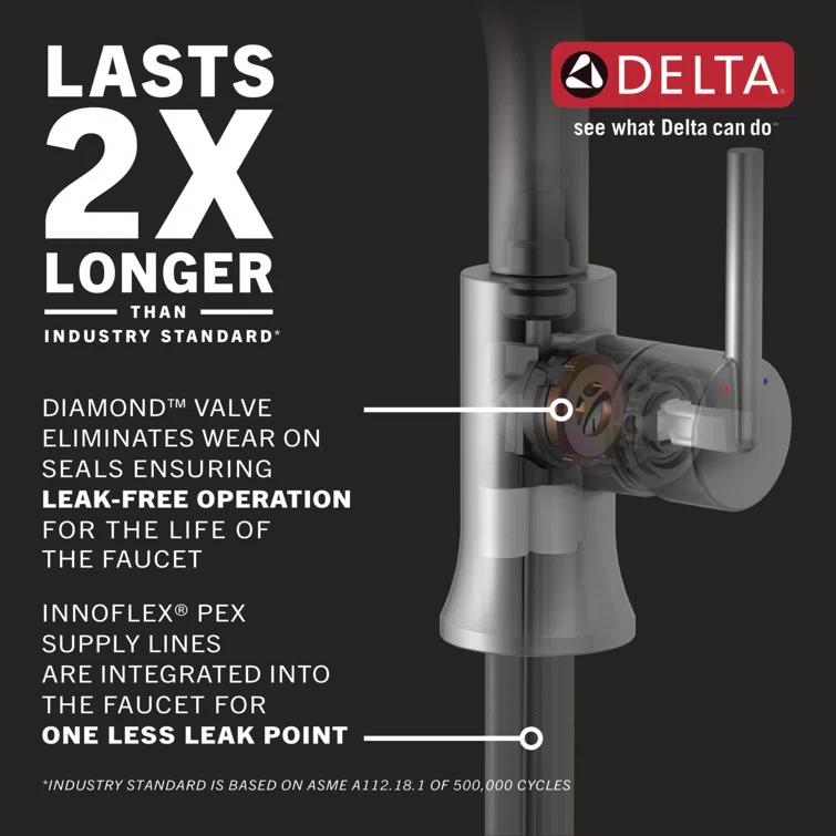 Delta Haywood Single Hole Bathroom Faucet with Drain Assembly, Single Handle Bathroom Sink Faucet 15999-RB-DST