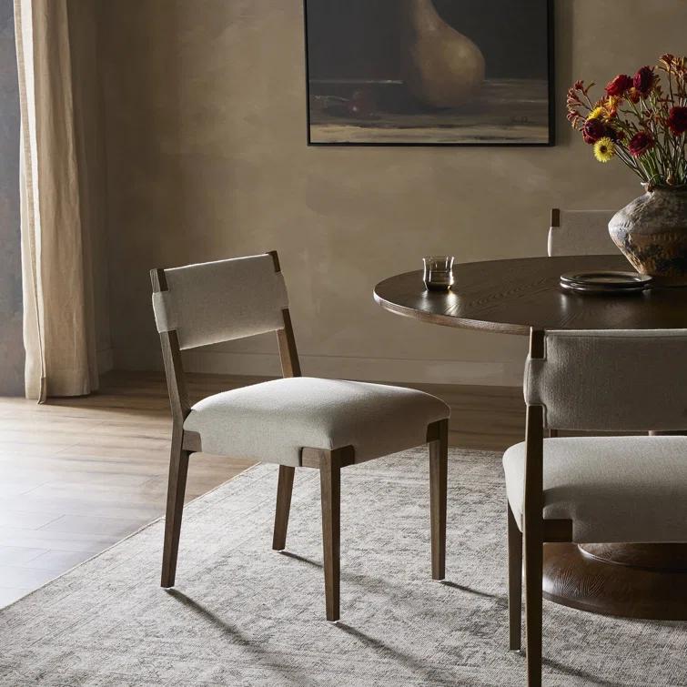 Antwerp Natural Linen Upholstered Side Chair with Wood Frame