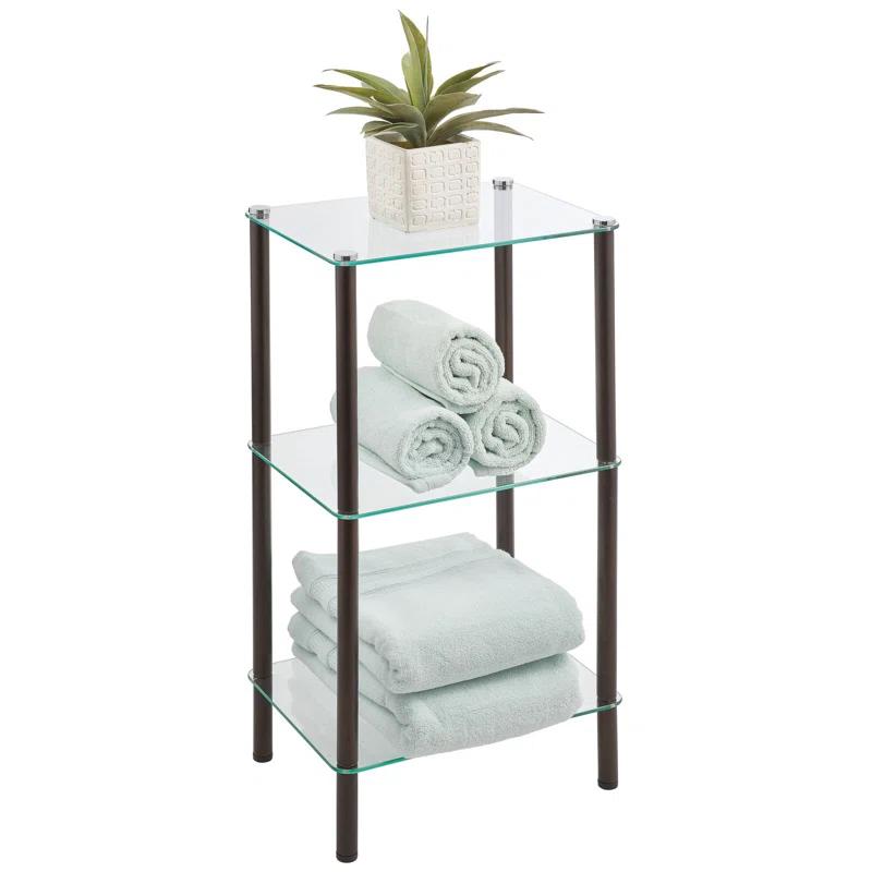 mDesign mDesign Metal/Glass Tiered Storage Tower with Open Glass Shelves