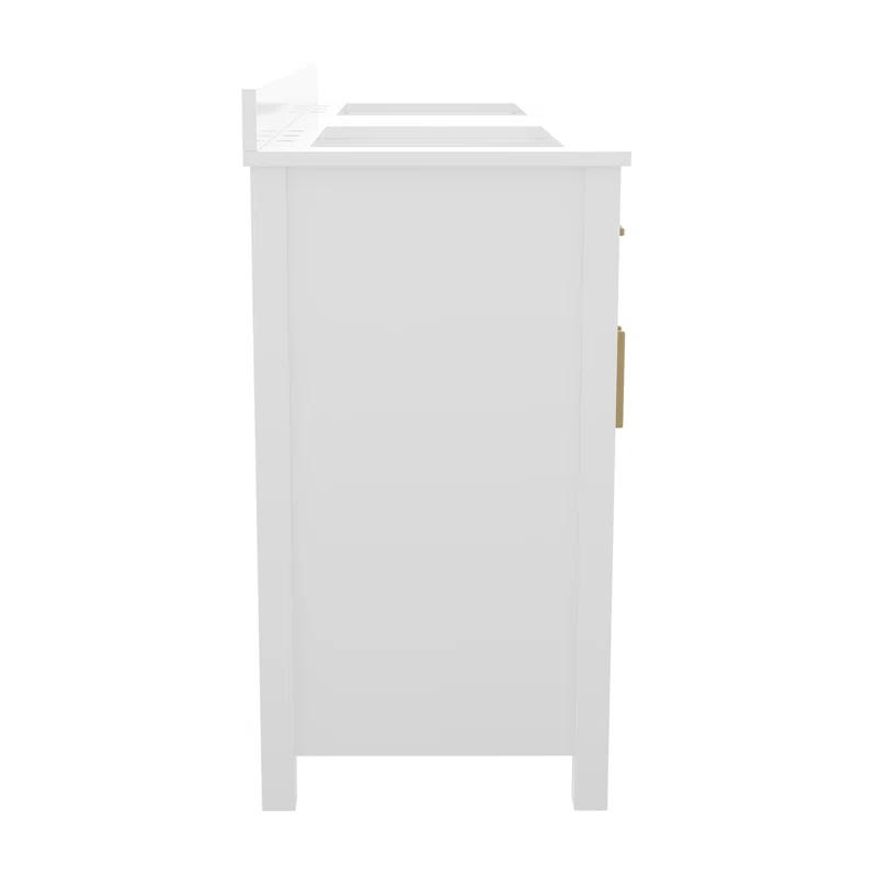 Flash Furniture Bathroom Vanity With 2 Sinks, 2 Storage Cabinets, And 6 Drawers & Reviews | Wayfair