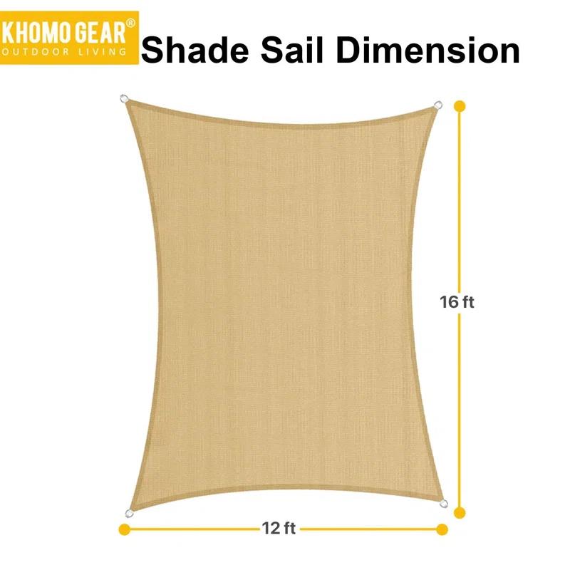 Khomo Gear Sun 8' x 12' Rectangular Shade Sail – UV Block, Outdoor Canopy for Patio & Garden