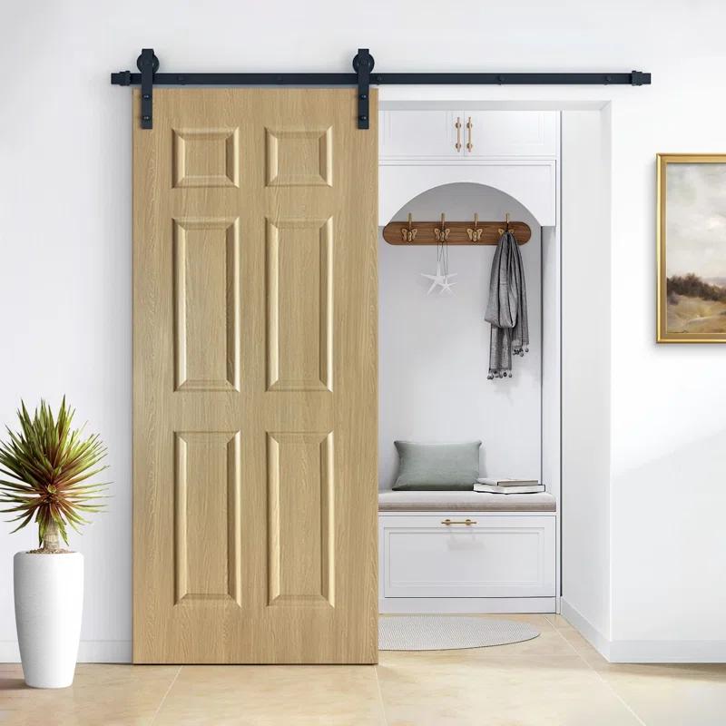 Calhome Hollow Core Oak Finished PVC Composite Interior Sliding Barn Door with Hardware Kit