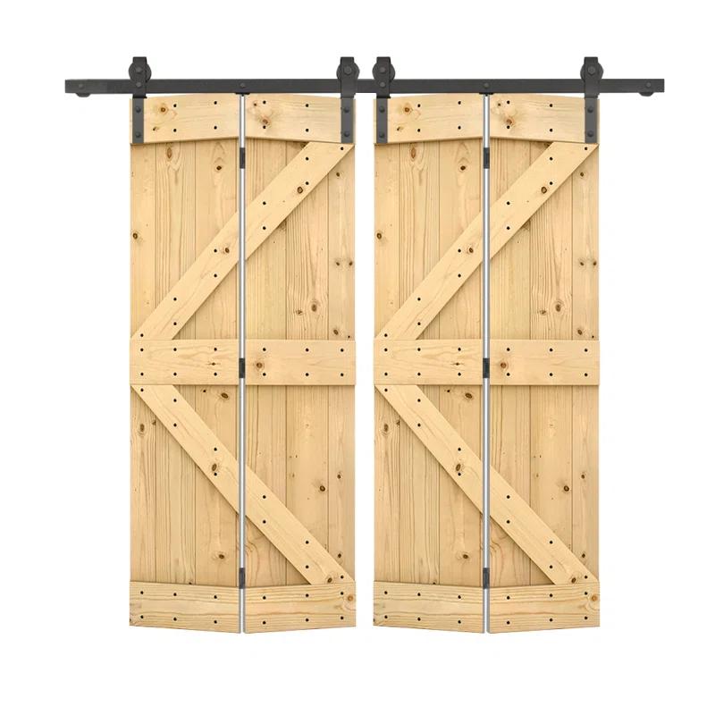 Calhome 84'' Solid Wood Barn Doors Painted without Installation Hardware Kit Barn Door