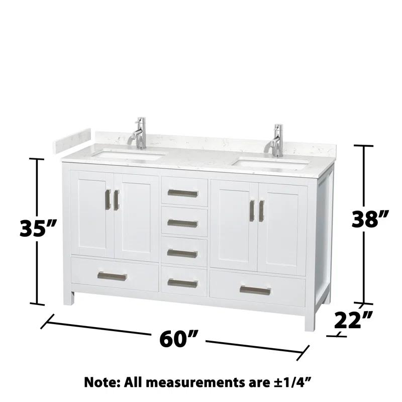Wyndham Collection Sheffield 60" Freestanding Double Bathroom Vanity with Cultured Marble Top