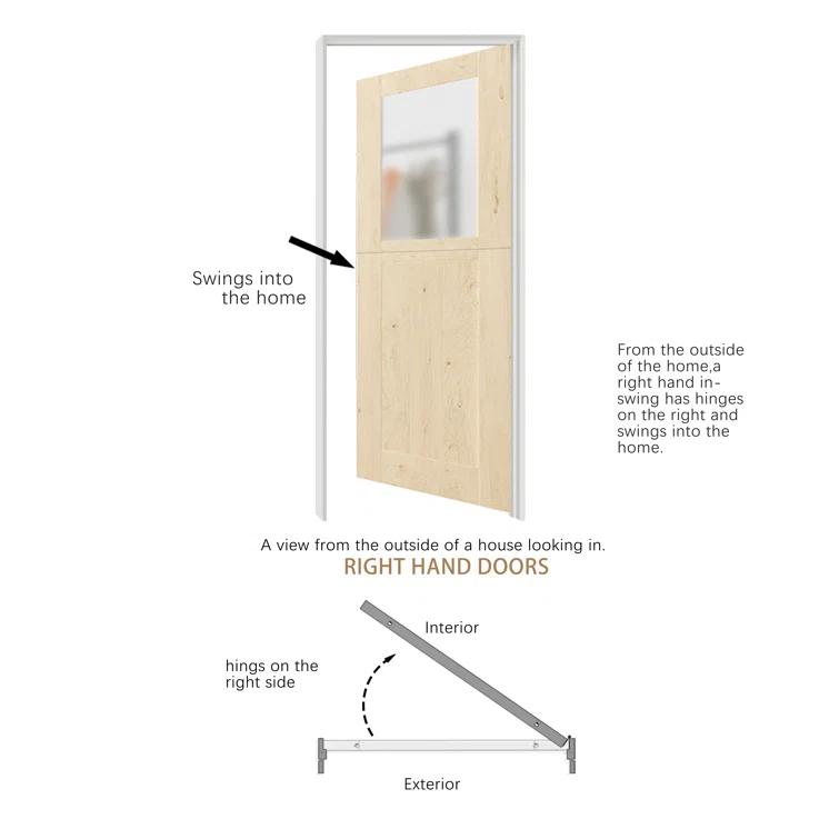CHIC MODE Interior Dutch Door - Half Frosted Glass Split Single Door Slab, Modern Style Farmhouse Closet Door, Natural Pine Wood(Not Include Door Hinges)