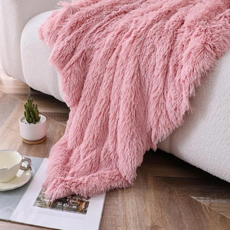 Kate Aurora Kate Aurora Regal Luxe Oversized Ultra Soft & Fuzzy Lined Accent Throw Blanket-50Wx70L In.-Beige