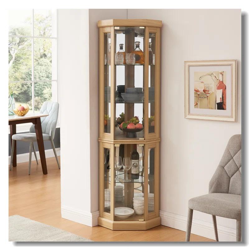 hernansofa Corner Lighted Curio Cabinet Corner Glass Cabinet Lighted Curio Cabinet Corner Display Case