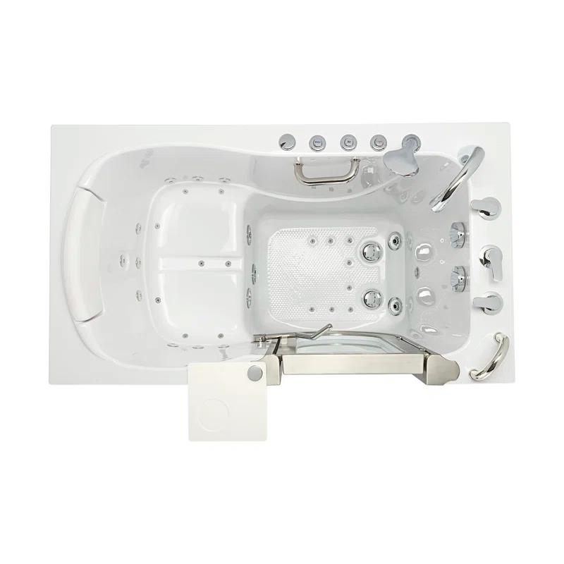 Ella Walk In Baths 931185P Royal 32"x52" Acrylic Air and Hydro Massage Walk-In Bathtub, 5 Piece Fast Fill Faucet, 2" Dual Drain