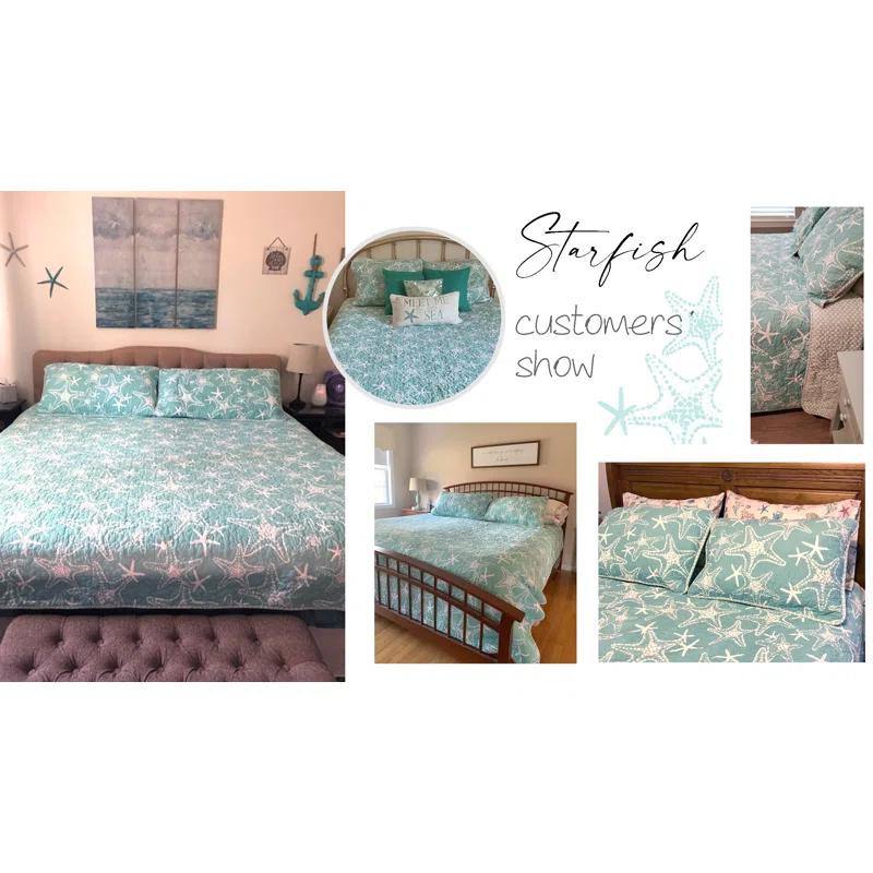 Design Studio DESIGN STUDIO Starfish Aqua All-Season Reversible Cotton Quilt Set