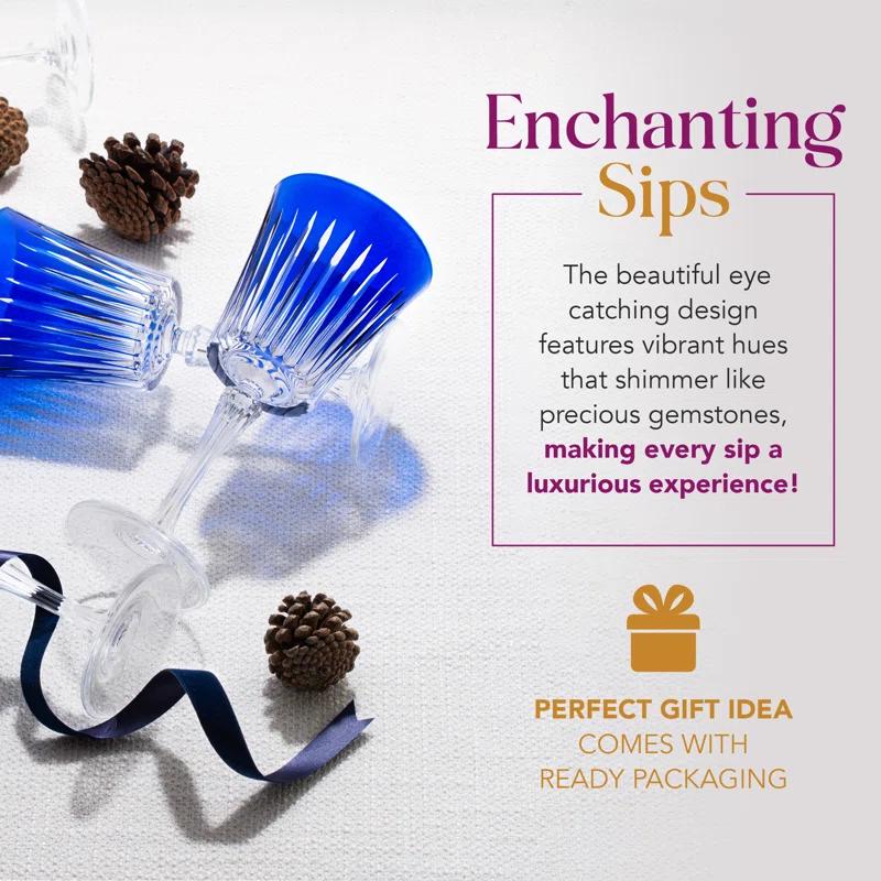 Barski Colored Wine Glasses - Set of 6 Wine Goblets - Glassware - Water Goblets - 7.5 oz (Set of 6)