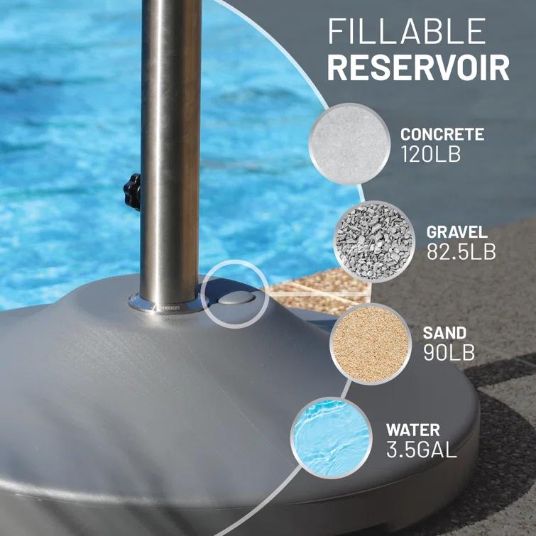 US Weight Fillable 120lb Capacity Free Standing Patio Umbrella Base