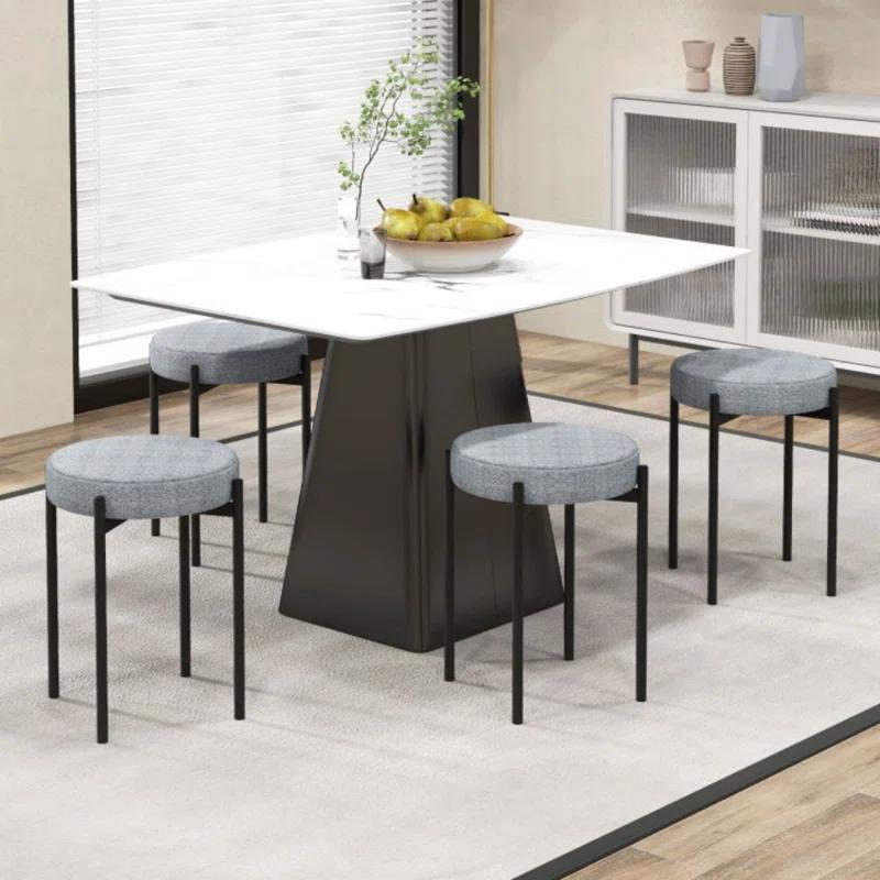George Oliver Bar Stools Set Of 4 Upholstered Kitchen Stools With Foot Pads