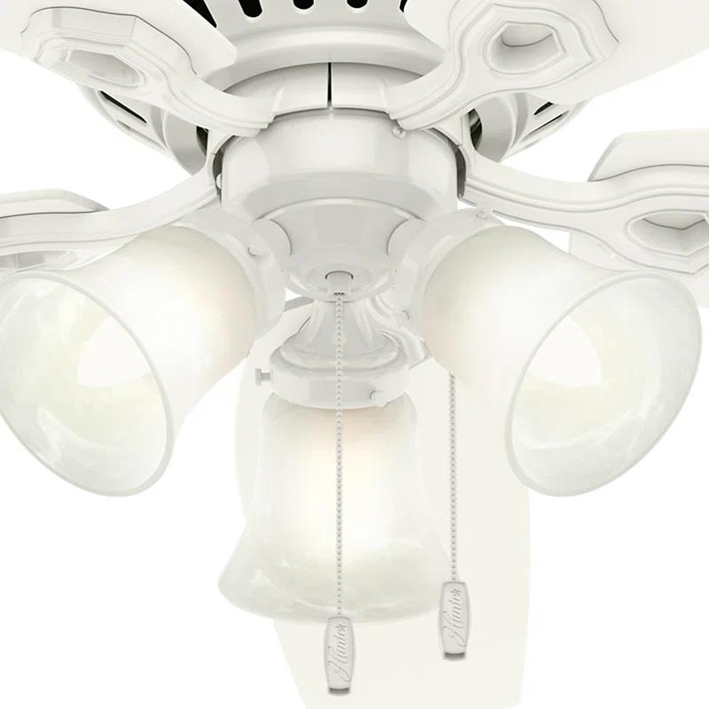 Builder Low Profile 52" 5 - Blade Flush Mount Ceiling Fan with Lights and Pull Chains