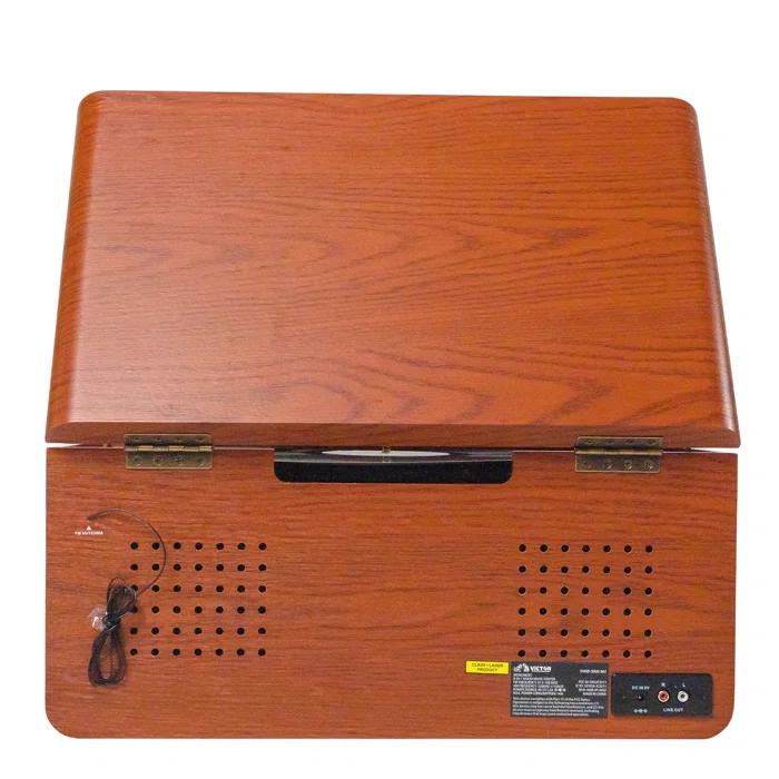 Victor 8-in-1 Wood Music Center with Bluetooth Vinyl Record Player