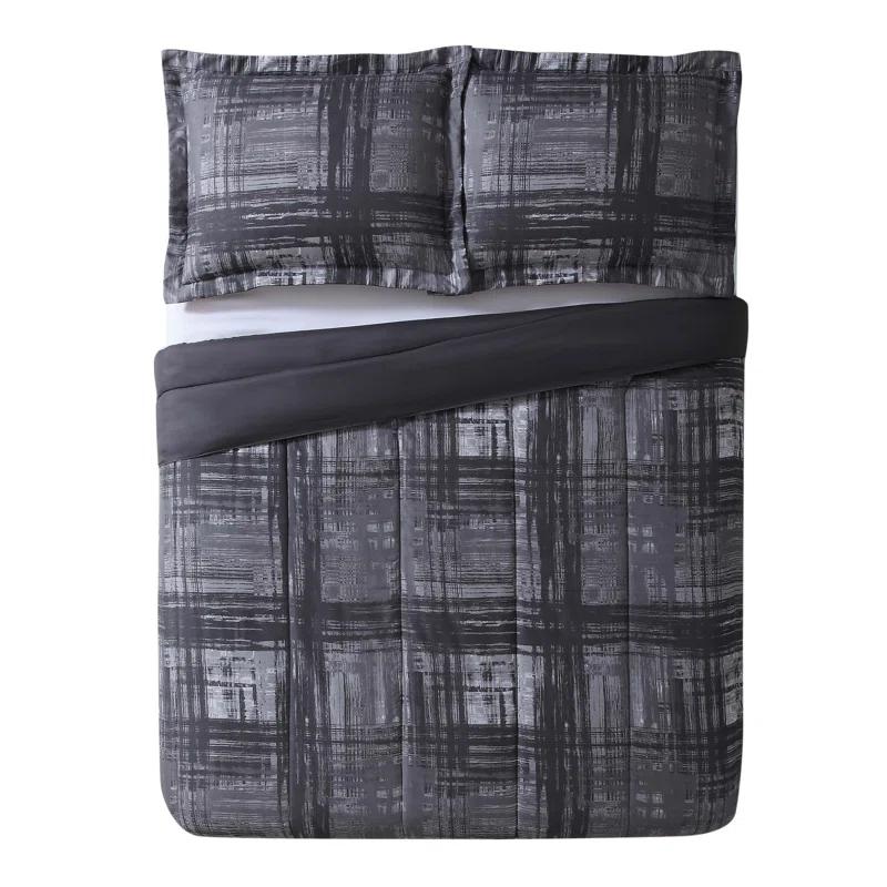 Style 212 Camden Modern & Contemporary Box Stitch Plaid Comforter Set