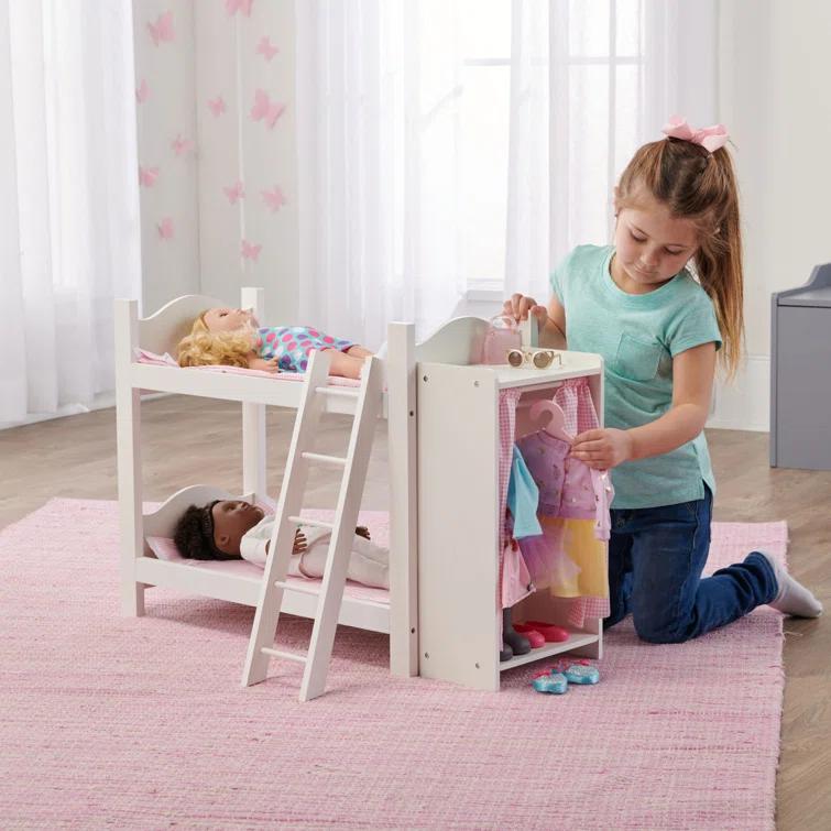 Badger Basket Bunk Beds with Ladder and Storage Armoire for 20" Dolls