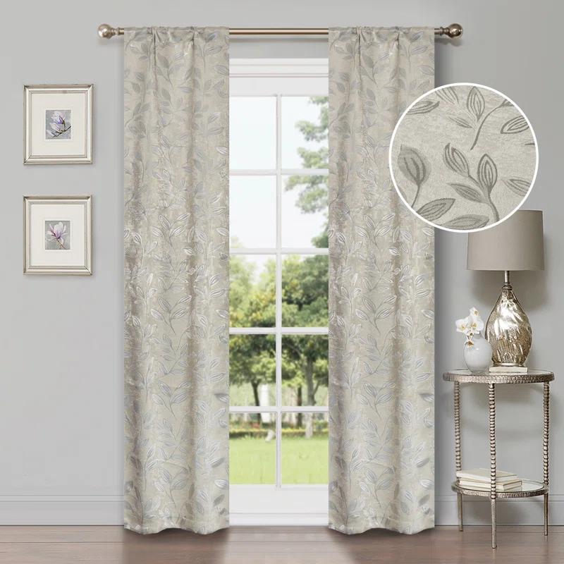 Superior Modern Bohemian Leaves Polyester Machine Washable Room Darkening Blackout Curtains by Superior (Set of 2)