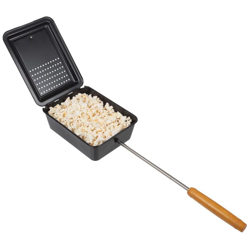Great Northern Popcorn Campfire Popcorn Popper - Old Fashioned Popcorn Maker with Nonstick Finish and Extended Handle - Camping Gear and Campfire Cooking Equipment by Great Northern Popcorn (Black)