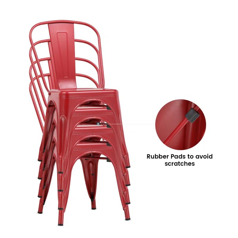 COMHOMA COMHOMA Metal Dining Chair 4pcs Industrial Modern Iron Stackable Bistro Chair (Set of 4)